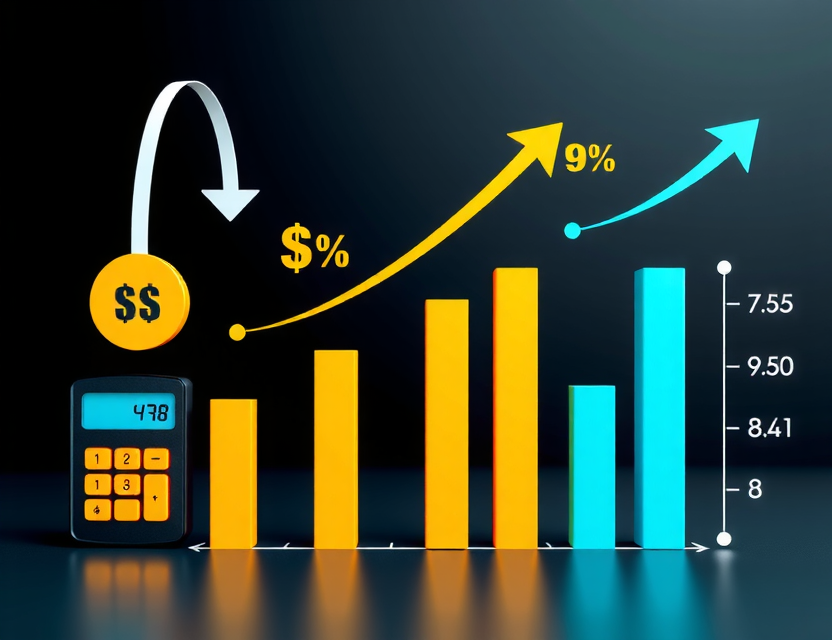 Illustration of ROI calculator showing financial growth