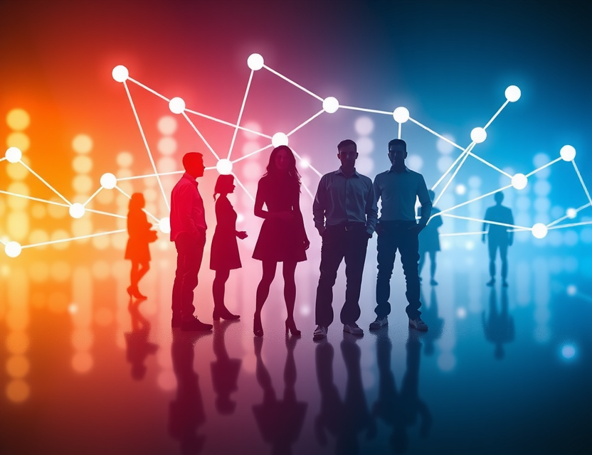 Abstract illustration of team collaboration and innovation